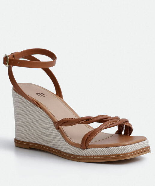 Sandália Anabela Feminina Trançado Marisa 