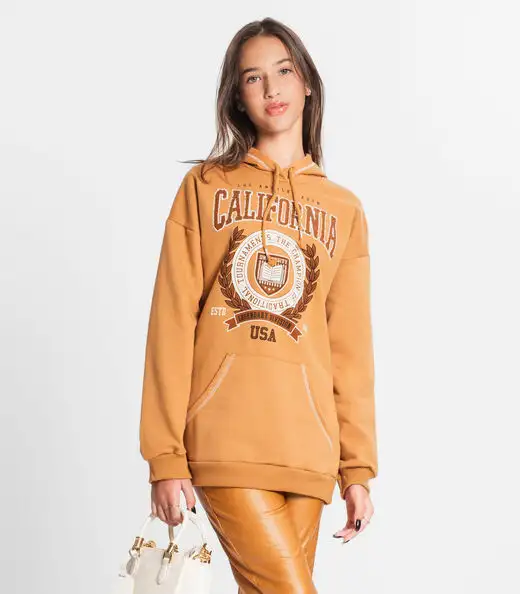 Blusão Juvenil Feminino Com Capuz Minty Marrom