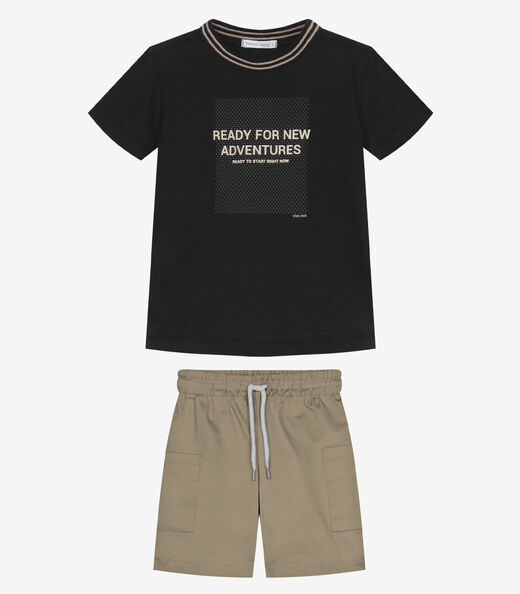 Conjunto Infantil Camiseta Com Bermuda Trick Nick Preto