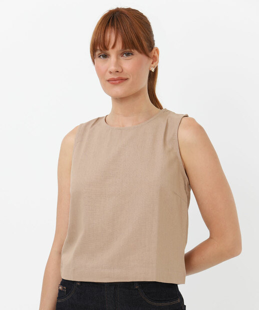 Image_Blusa Feminina Sem Manga Marisa Bege