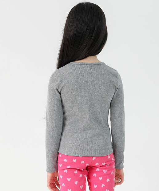 Blusa Infantil Básica Marisa Tam 4 a 10 Cinza