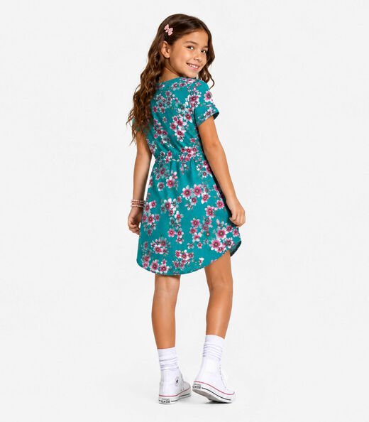 Vestido Curto Infantil Estampado Select Verde