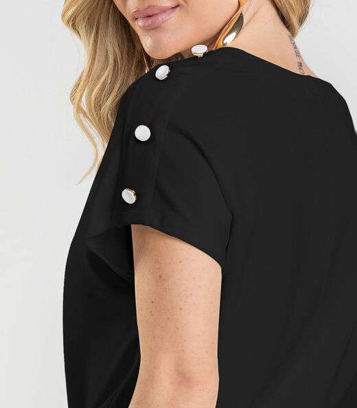 Blusa Feminina Com Botões Dianna Preto