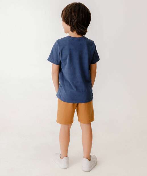 Camiseta Infantil Textura Bolso MR Tam 4 a 10
