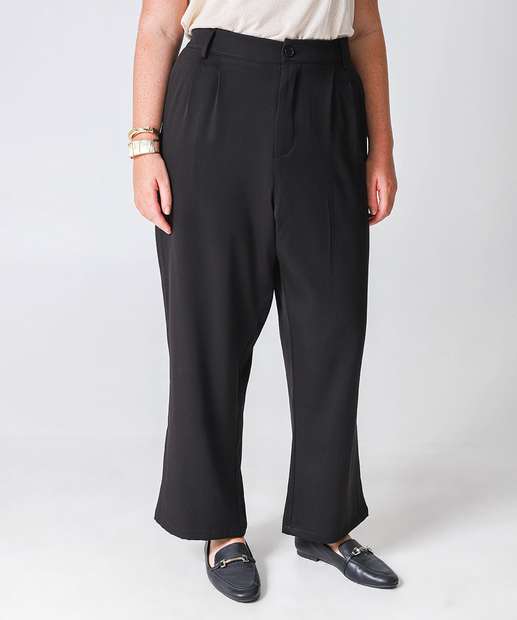 Calça Plus Size Reta Feminina Alfaiataria Marisa Preto