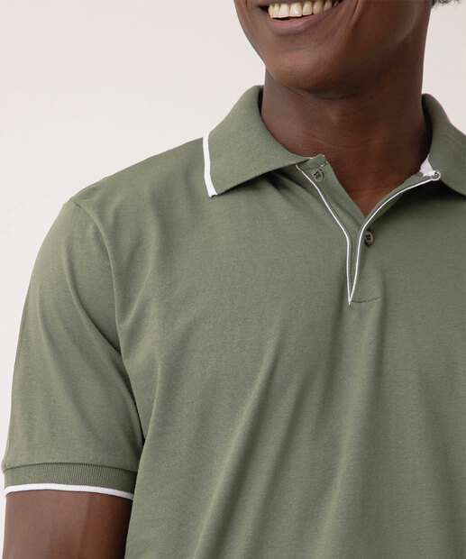 Polo Masculina Botões Manga Curta Marisa Verde