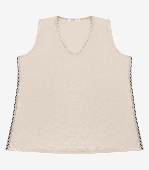 Regata Feminina Com Retilinea Secret Glam Bege