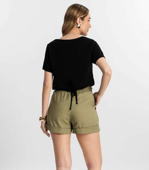 Shorts Feminino Com Elástico Select Bege