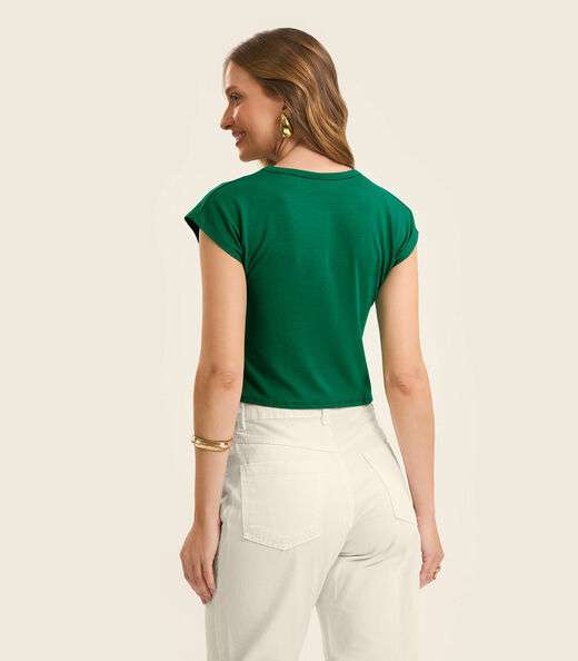 Blusa Básica Feminina Viscotorcion Rovitex Verde