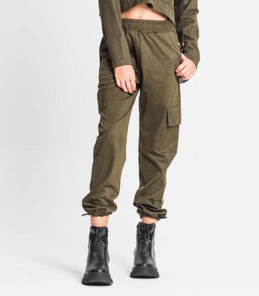 Calça Juvenil Feminina Em Suede Sarjado Minty Verde