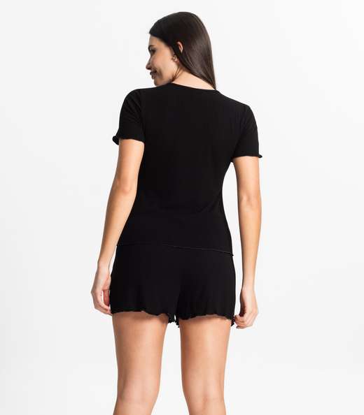 Pijama Feminino Canelado Select Preto