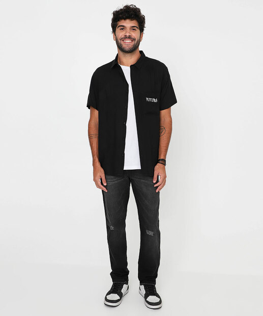 Image_Calça Masculina Jeans Slim Bolsos Gangster Preto