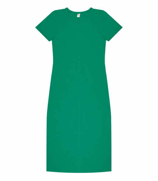 Vestido Midi Ribana Canelada Básico Rovitex Verde