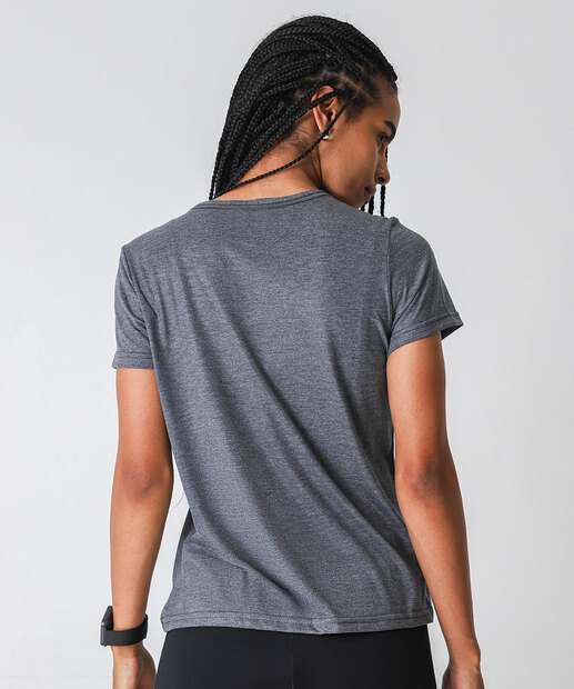 Blusa Feminina Fitness Estampada Marisa Cinza