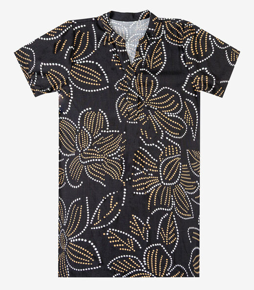 Vestido Curto Estampado Com Peitilho Infinita Cor Preto