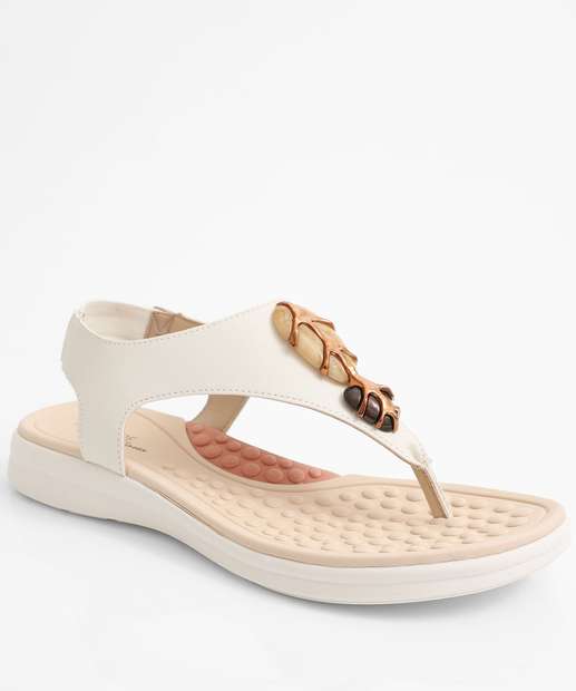 Image_Sandália Feminina Rasteira Pedras Sintéticas Modare Branco