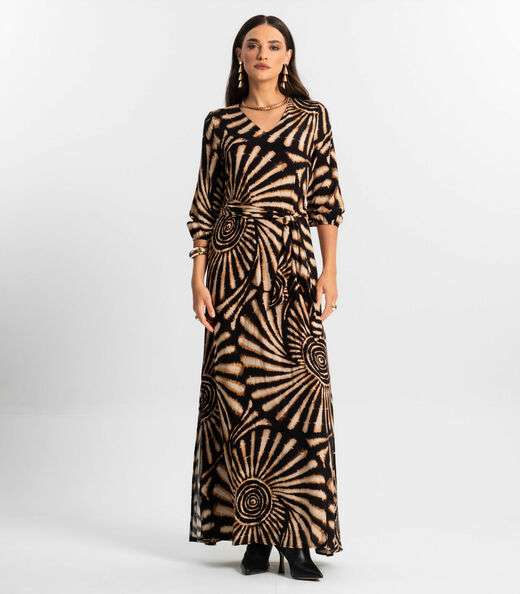 Vestido Longo Feminino Viscose Endless Preto