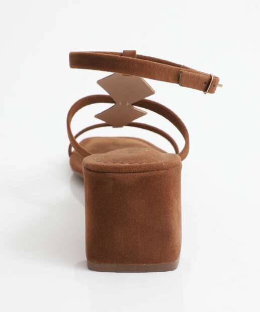 Sandália Feminina Salto Grosso Via Uno Marrom