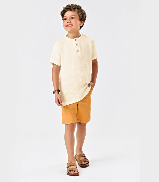 Conjunto Infantil Camisa Com Bermuda Trick Nick Bege