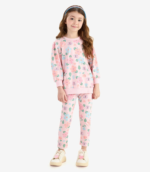 Conjunto Blusão com Legging Malha Soft Rovi kids Rosa
