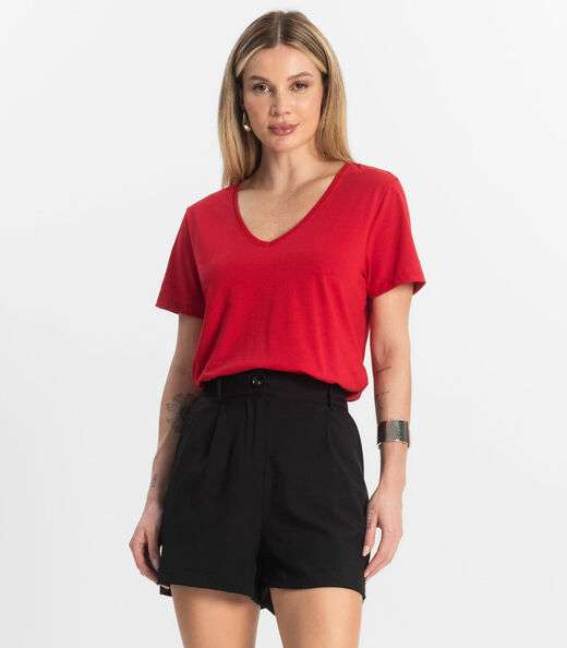 Blusa Básica Feminina Meia Malha Rovitex Vermelho