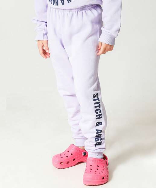 Conjunto Infantil Moletom Stitch E Angel Tam 4 a 10 Lilás