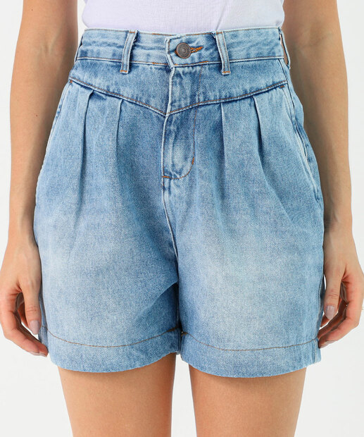 Short Jeans Feminino Cintura Alta Zune Azul