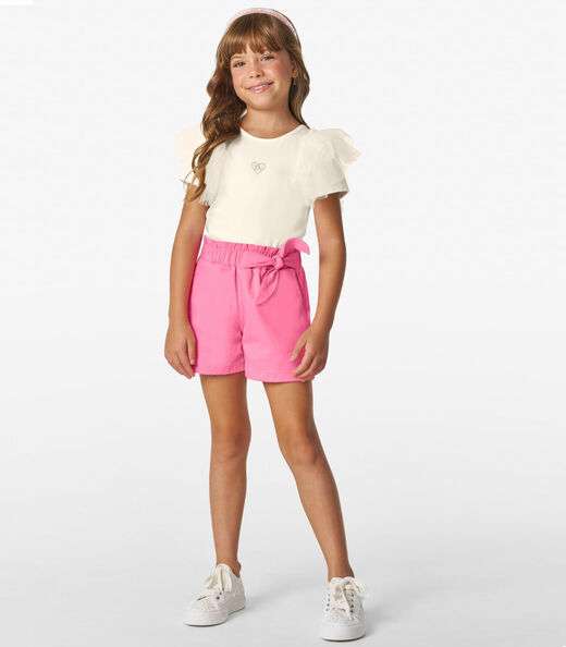 Conjunto Blusa com Shorts cotton leve Trick Nick Off White