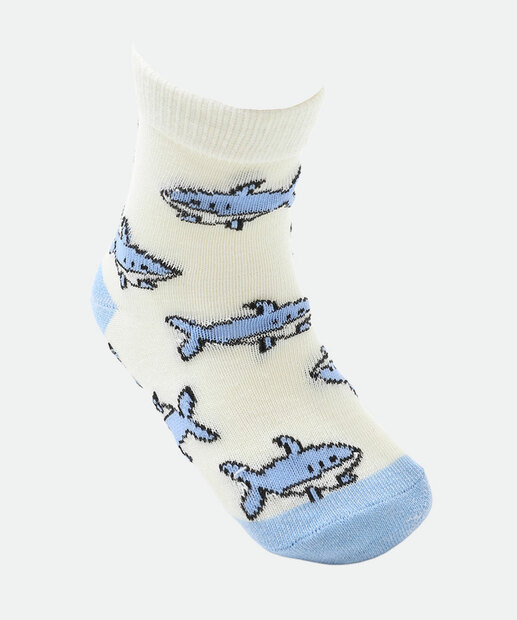 Kit 3 Meias Infantil Estampa Tubarão Marisa Verde