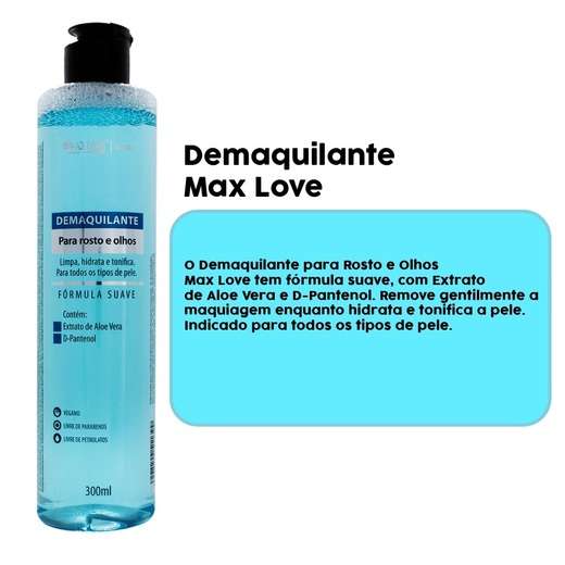 Demaquilante para Rosto e Olhos Max Love