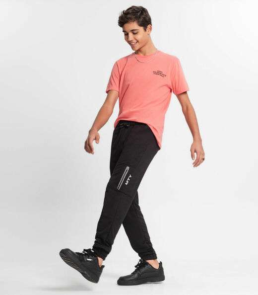 Calça Juvenil Menino Em Moletom Minty Preto