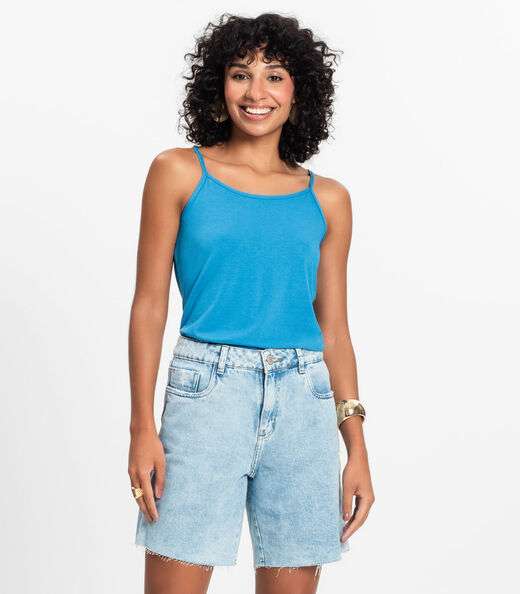 Image_Blusa de Alça Feminina Viscotorcion Básica Rovitex Azul