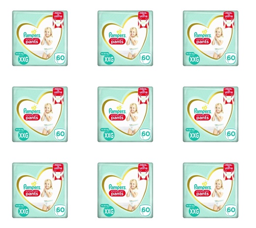 Image_Kit 9 Fraldas Pampers Pc Pants Top Xxg c/60 Unidades