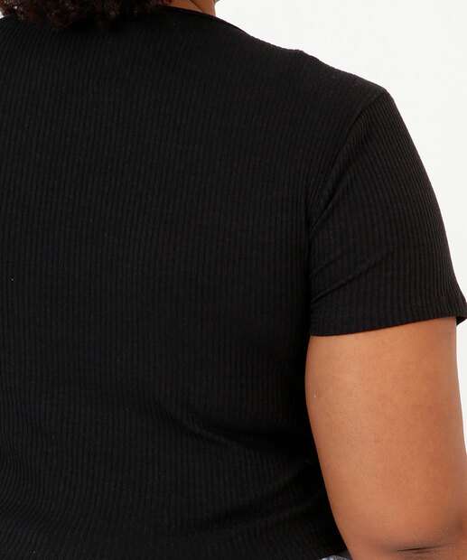 Blusa Plus Size Feminina Cropped Manga Curta Marisa
