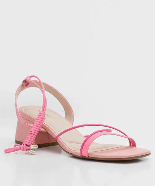 Sandália Salto Grosso Feminina Tiras Amarração Bebecê