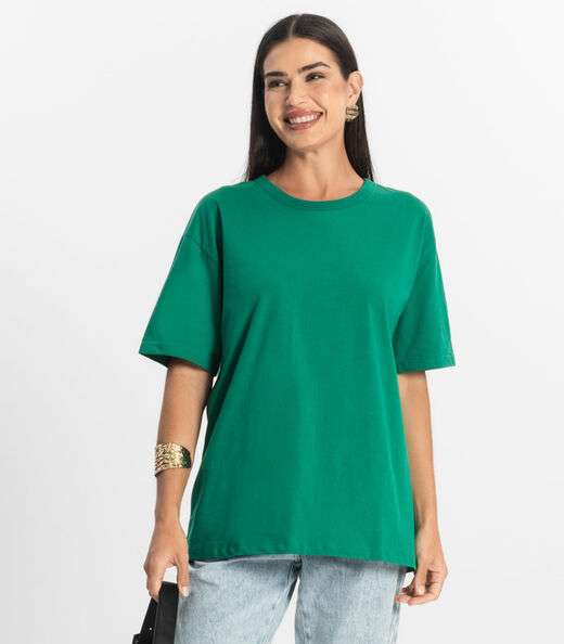 Image_T-Shirt Over Básica Feminina Rovitex Verde