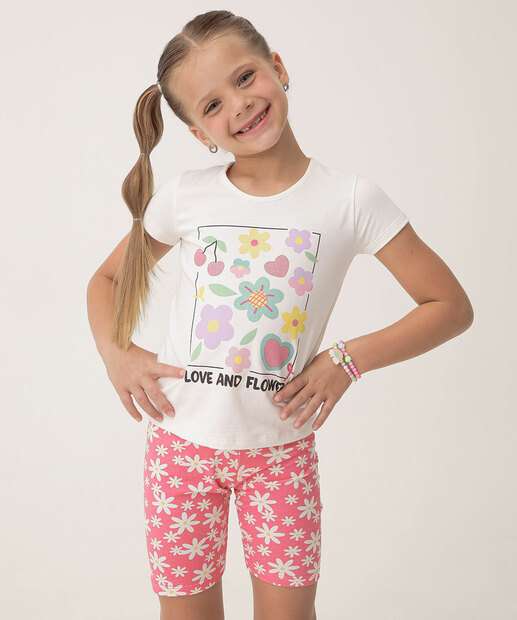 Conjunto Infantil Estampa Floral Marisa Tam 4 a 10