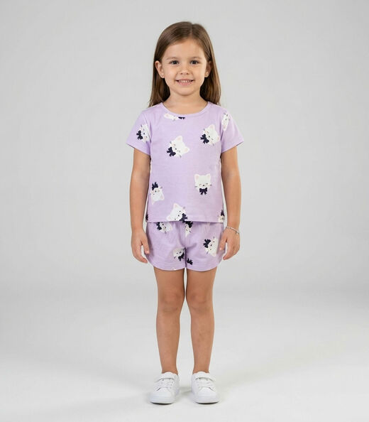 Pijama Infantil Feminino Blusa E Short Select Roxo