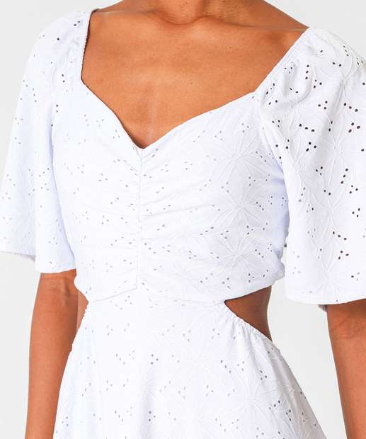 Vestido Feminino Laise Lastex Recorte Marisa Off White