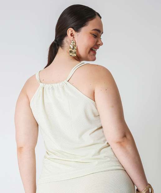 Blusa Plus Size Feminina Lurex Marisa Bege