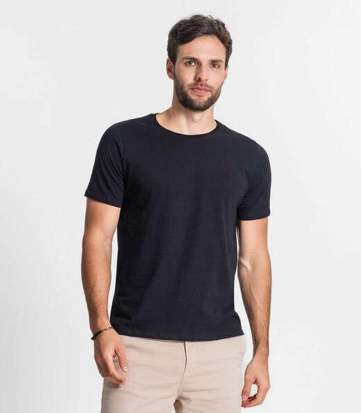 Camiseta Masculina Básica Meia Malha Diametro Preto