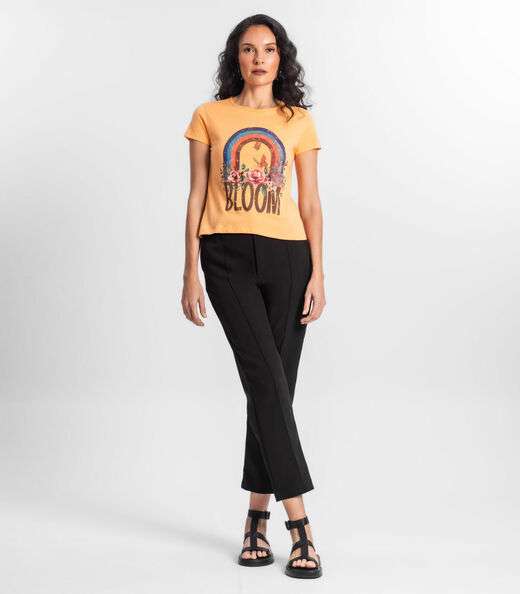 Blusa Baby Look Feminina Estampada Select Laranja