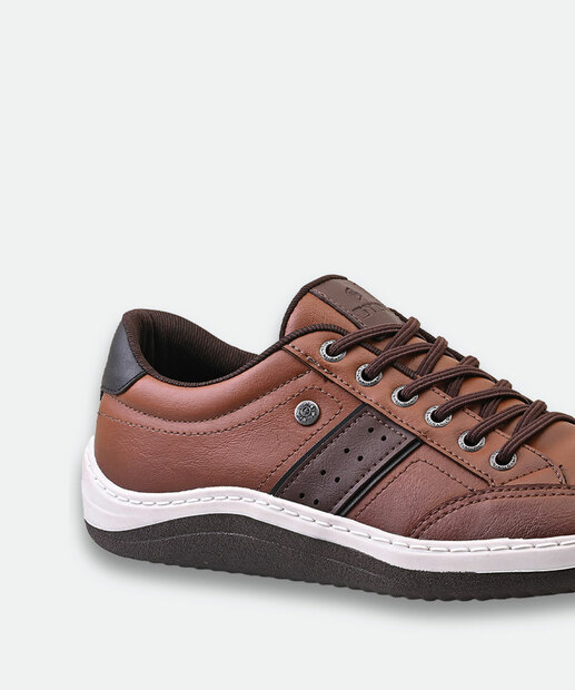 Sapatênis Masculino Casual Recorte Marrom