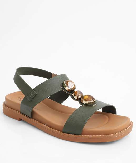 Image_Sandália Feminina Rasteira Pedras Sintéticas Modare Verde