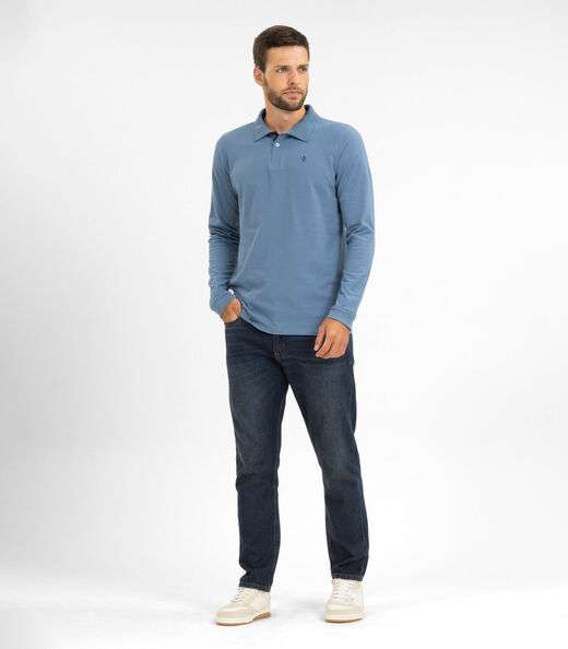 Polo Masculina Manga Longa Diametro Azul