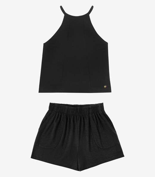 Conjunto Regata com Shorts Feminino Rovitex Preto
