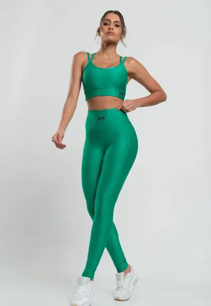 Top Suplex Canelado Brilho Decote e Tiras Verde Salvatore Fashion