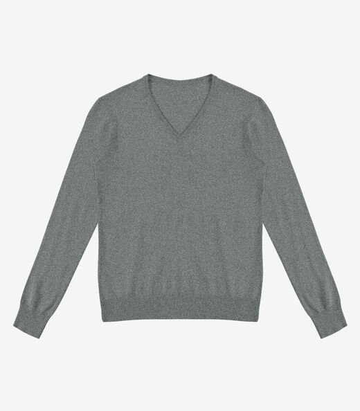 Suéter Feminino Gola V em Tricot Rovitex Cinza
