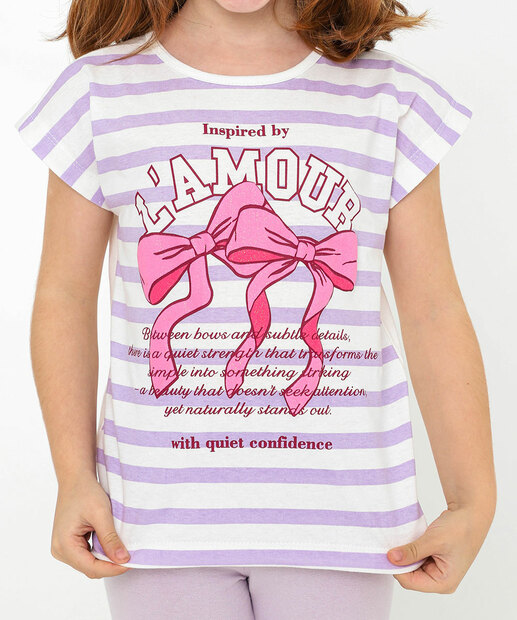 Blusa Infantil Listrada Laço Marisa Tam 4 a 10 Off White