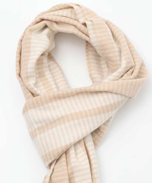 Cachecol Feminino Tricô Xadrez Marisa Bege